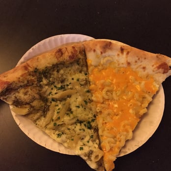 Ian’s Pizza Madison | State Street - Slice of pesto pizza; slice of macaroni & cheese pizza - Pizza Near Me - Madison, Wisconsin