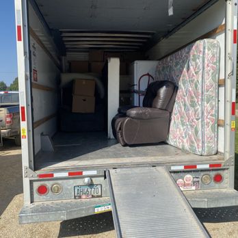 Move4less - Example of how we load a box truck professionally securing everything down for safe travels and no break's partially loaded box truck - Movers Near Me