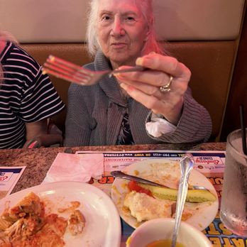 Embassy Diner - Mom sampling everything even if it's not on her plate. - Diners Near Me - Bethpage, New York