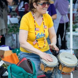 Tastes of Brooklyn - Mimi playing drums in Carroll Park
