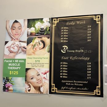 Young Health Spa - Price list (as of March 2022) - Massage Near Me - Astoria, New York Young Health Spa - Price list (as of March 2022) - Massage Near Me - Astoria, New York