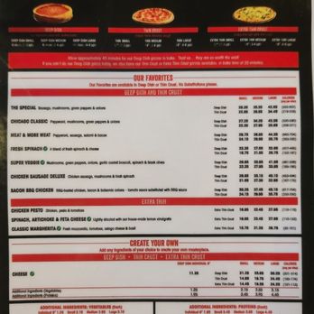 Giordano's - Menu front - Pizza Near Me - Kissimmee, Florida