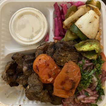 Karam Restaurant - Lamb with salad and tahini - Middle Eastern Near Me - Brooklyn, New York