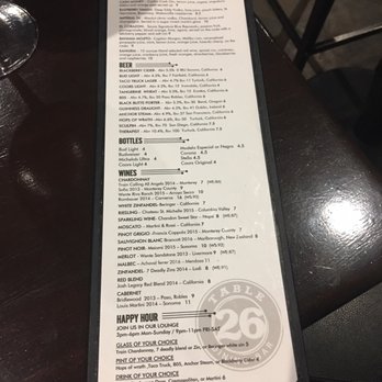 Table 26 - Drinks menu - New American Near Me - Turlock, California Table 26 - Drinks menu - New American Near Me - Turlock, California