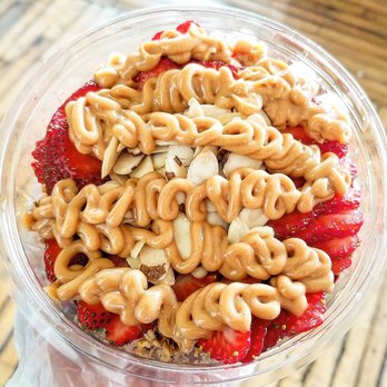 Sol Bol Acai - Build-your-own bol with acai, gluten-free granola, strawberries, sliced almonds, and peanut butter - Acai Bowls Near Me - Visalia, California Sol Bol Acai - Build-your-own bol with acai, gluten-free granola, strawberries, sliced almonds, and peanut butter - Acai Bowls Near Me - Visalia, California