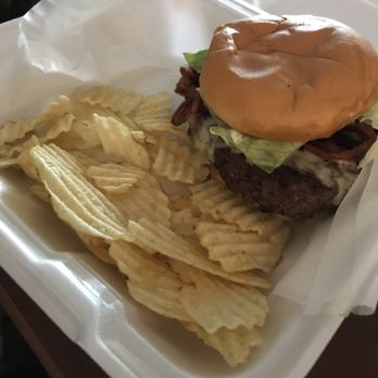 The Grill Bar - Burger add Swiss bacon and lettuce - Pubs Near Me - Franklin, Indiana