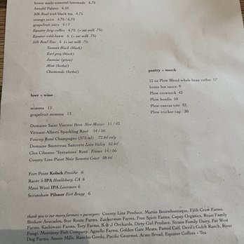 Plow - menu - Breakfast & Brunch Near Me - San Francisco, California Plow - menu - Breakfast & Brunch Near Me - San Francisco, California