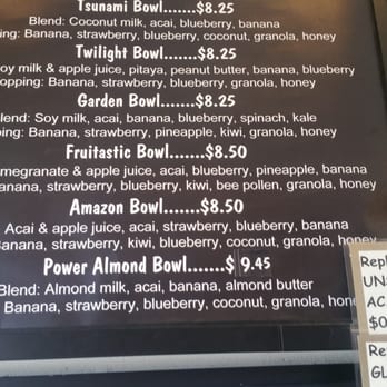 Acai Bowl Menu Juju Bar