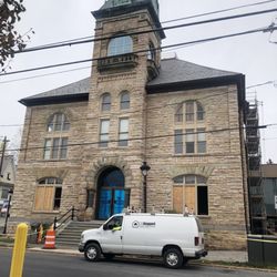 Monroe County Courthouse - Front of court house, under construction