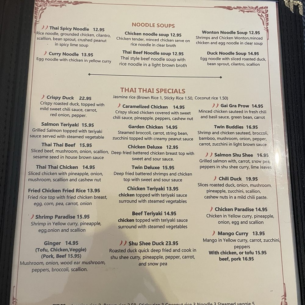 Thai Thai - menu - Thai Near Me - Northampton, Massachusetts Thai Thai - menu - Thai Near Me - Northampton, Massachusetts