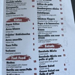 Mi Peru - Menu