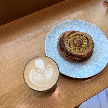 Nemesis Coffee - Latte (a must have) with one of their pastries - Cafes Near Me - Vancouver, British Columbia