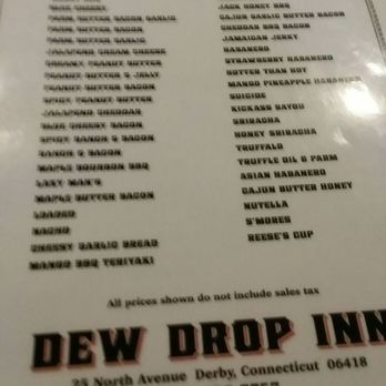 Dew Drop Inn - Menu of chicken wing choices - Bars Near Me - Derby, Connecticut
