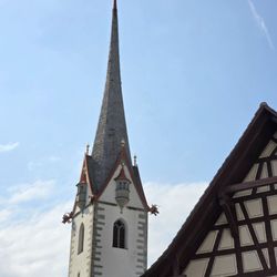 Stein am Rhein - The Stadtkirche spire with dragon gargoyle spouts