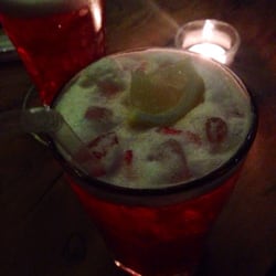 Shuffle Bar & Kitchen - The Boston Tea Party Peach Bellini's. (Excuse the dark phone camera shot, but hopefully you'll get the idea!)