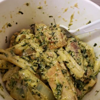 Mio Pastalogy - Panna + pesto casarecce with chicken, mushrooms, and onions - Italian Near Me - Honolulu, Hawaii Mio Pastalogy - Panna + pesto casarecce with chicken, mushrooms, and onions - Italian Near Me - Honolulu, Hawaii