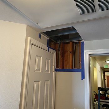 Proform Interiors - Drywall cut out to access the water leak - Damage Restoration Near Me - San Diego, California