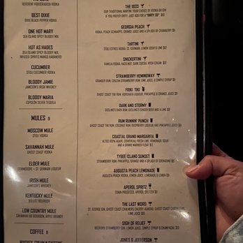 Crystal Beer Parlor - Drink Menu - Southern Near Me - Savannah, Georgia