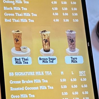 Bb Tee House - a menu for milk tea - Bubble Tea Near Me - Philadelphia, Pennsylvania