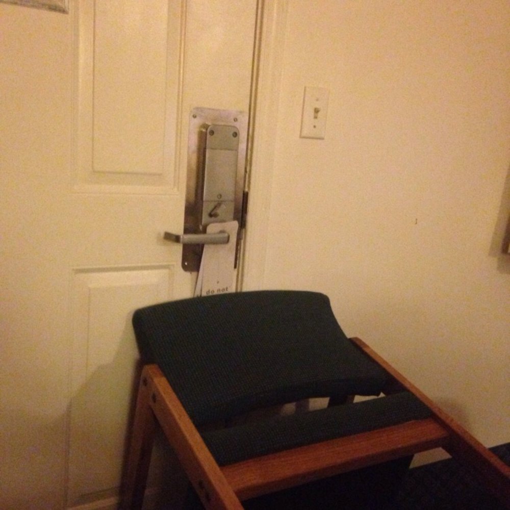 Chair to secure our night stay .... Chair to secure our night stay ....