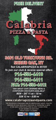 Menu photo 1 Calabria Pizza & Pasta Shrub Oak, NY Menu photo 1 Calabria Pizza & Pasta Shrub Oak, NY