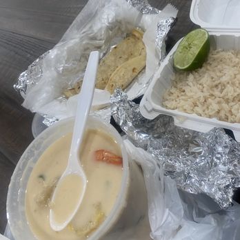 Maya's Cafe - Sopa de Camaron. Comes with rice and tortillas. Absolutely amazing. I come from Ventura for this. - Latin American Near Me - San Jose, California