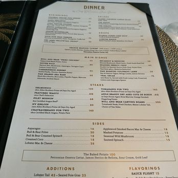 Bull & Bear - Menu - Steakhouses Near Me - Orlando, Florida Bull & Bear - Menu - Steakhouses Near Me - Orlando, Florida