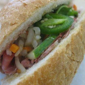 Dakao Sandwich Two - thit ngoi = ham, headcheese, jalapeno, cilantro, pate, pickled veggies - Vietnamese Near Me - Milpitas, California Dakao Sandwich Two - thit ngoi = ham, headcheese, jalapeno, cilantro, pate, pickled veggies - Vietnamese Near Me - Milpitas, California