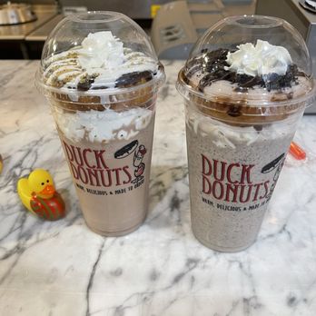 Duck Donuts - S'mores Donut-Topped Milkshake with a s'mores donut Cookies & Cream Donut-Topped Milkshake with a cookies & cream donut - Donuts Near Me - Las Vegas, Nevada Duck Donuts - S'mores Donut-Topped Milkshake with a s'mores donut Cookies & Cream Donut-Topped Milkshake with a cookies & cream donut - Donuts Near Me - Las Vegas, Nevada