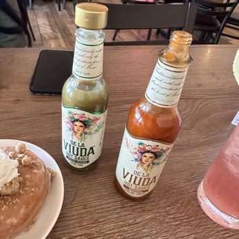 Brunch - Kitchen & Cocktails - They had these hot sauces, which I tried both and they were excellent and unusual - Breakfast & Brunch Near Me - Cave Creek, Arizona