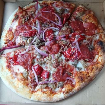 MOD Pizza - Carnivore add hot sweet peppers, onions, tomato sauce dollops - Fast Food Near Me - Woodland, California MOD Pizza - Carnivore add hot sweet peppers, onions, tomato sauce dollops - Fast Food Near Me - Woodland, California