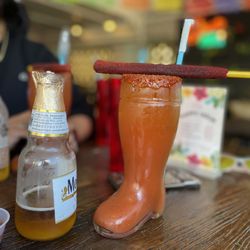 Orale Tacos + Tequila - Micheladas drink in a boot