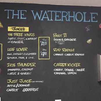 The Waterhole - Juice Menu - Coffee & Tea Near Me - Mount Rainier, Maryland