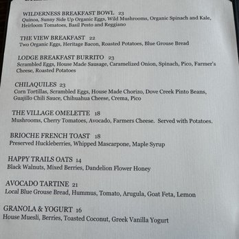 Mountain Lodge Telluride - Breakfast menu - Ski Resorts Near Me - Telluride, Colorado Mountain Lodge Telluride - Breakfast menu - Ski Resorts Near Me - Telluride, Colorado