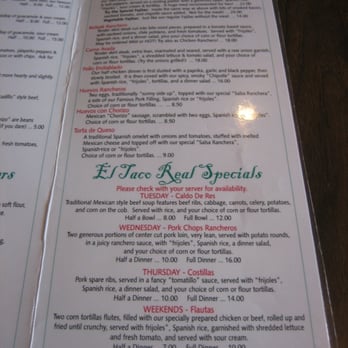 El Taco Real - Partial menu - Mexican Near Me - Hammond, Indiana