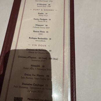Bouchon - Dessert menu - French Near Me - Yountville, California