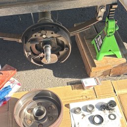 Axle hub disassembled for inspection and repair. Axle hub disassembled for inspection and repair.