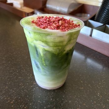 Reinne’s Place - Strawberry shortcake matcha, delicious!! - Coffee & Tea Near Me - Long Beach, California