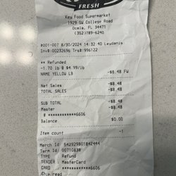 key food Supermarkets - After insulting and accusing my mother he finally did the return . Very sad at the level of customer service