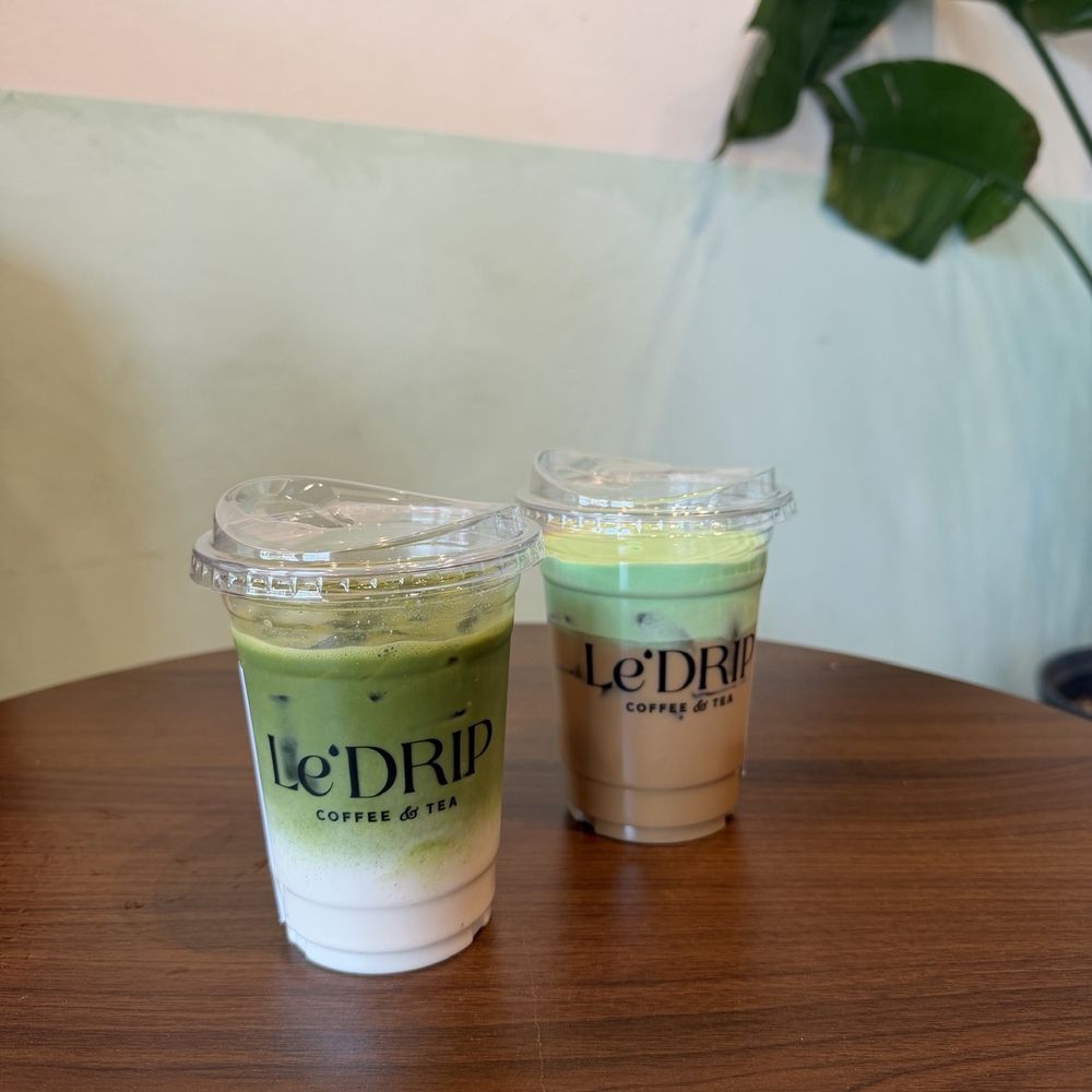 Pandan bac siu, matcha latte