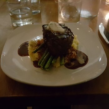 The Gladly - Filet Mignon with mashed Yukon Gold potatoes, melted bone marrow butter, and grilled asparagus - New American Near Me - Phoenix, Arizona The Gladly - Filet Mignon with mashed Yukon Gold potatoes, melted bone marrow butter, and grilled asparagus - New American Near Me - Phoenix, Arizona