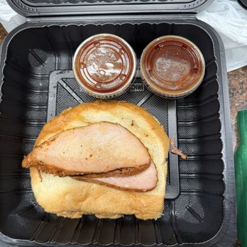 Smok Barbecue - Two slices of turkey that was supposedly a half pound. - Barbeque Near Me - Denver, Colorado Smok Barbecue - Two slices of turkey that was supposedly a half pound. - Barbeque Near Me - Denver, Colorado