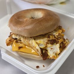 Chorizo, egg, & cheese bagel