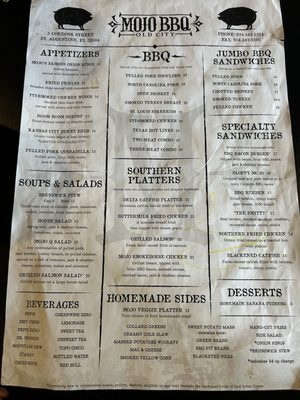Menu photo 3 Mojo Old City BBQ St. Augustine, FL
