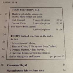 THEOS - Oyster menu