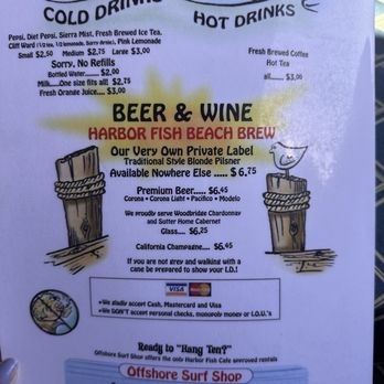 Harbor Fish Cafe - Menu as of 4/23/2026 - Seafood Near Me - Carlsbad, California