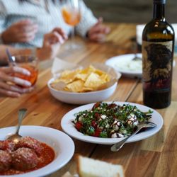 Cut Stone Foods - Meathballs, Caprese Bowl, and Spinach Artichoke Dip