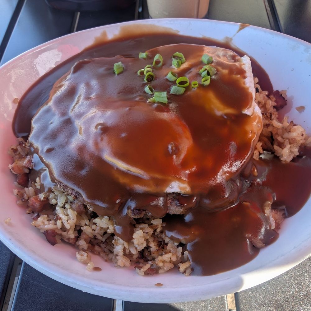 Kihei Caffe - Loco moco with black angus beef and fried rice - Hawaiian Near Me - Kihei, Hawaii Kihei Caffe - Loco moco with black angus beef and fried rice - Hawaiian Near Me - Kihei, Hawaii