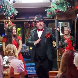 Christmas performers leading us in a sing-a-long