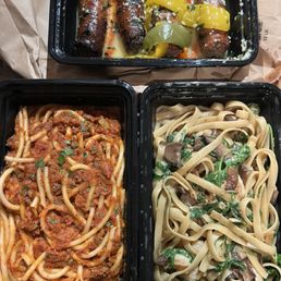 Bucatini Bolognese, Fettucine With Shrimp, Sausage & Peppers Bucatini Bolognese, Fettucine With Shrimp, Sausage & Peppers